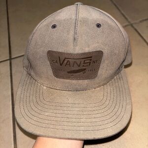 Vans × Starter Distressed Grey Canvas Snapback Hat with Leather Patch